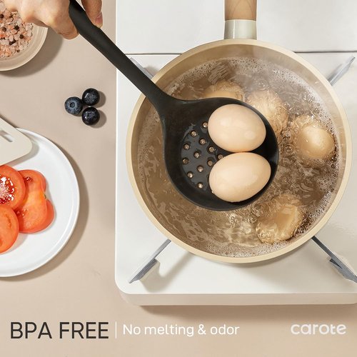 CAROTE Kitchen Utensil Set | 10-Piece Heat Resistant Silicone for Nonstick Cookware - Dark Grey