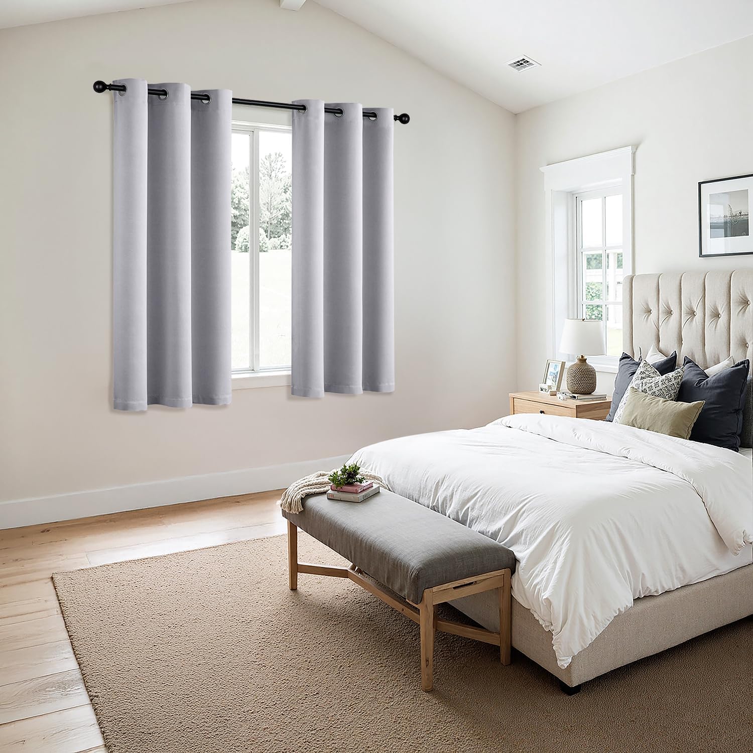 MIULEE Blackout Curtains - Thermal Insulated Room Darkening Drapes | 40 x 45 Inches, Greyish White, 2 Panels