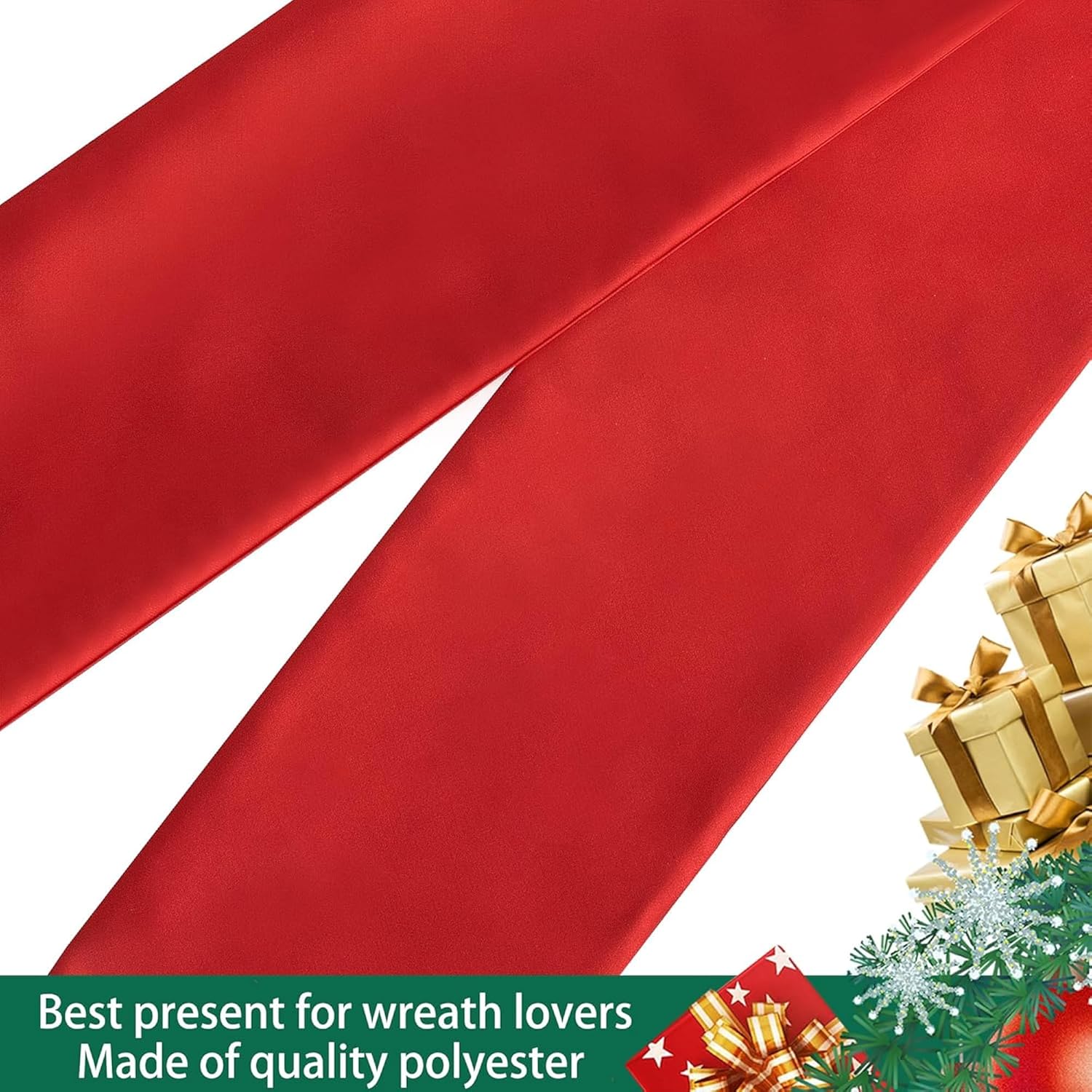 RunNico Front Door Wreath Blank Sash - 2 Pack Red Sash for Christmas & Halloween DIY Decor