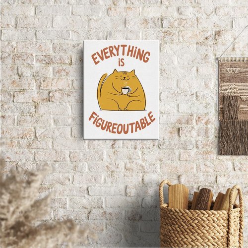 Everything Is Figureoutable Cat Wall Art | Framed Motivational Poster for Home, Office & Classroom Decor
