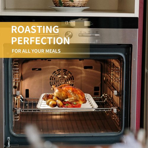 Aluminum Broiler Pan - 25 Pack Disposable Foil Baking Sheets for Oven & BBQ | 13 x 9 x 1 Inch