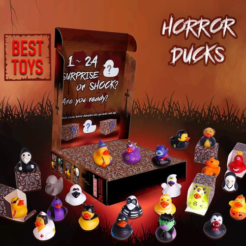 Intever Advent Calendar 2025 - Horror Rubber Duckies - 24 Days of Spooky Fun | Collectible Holiday Gift for All Ages