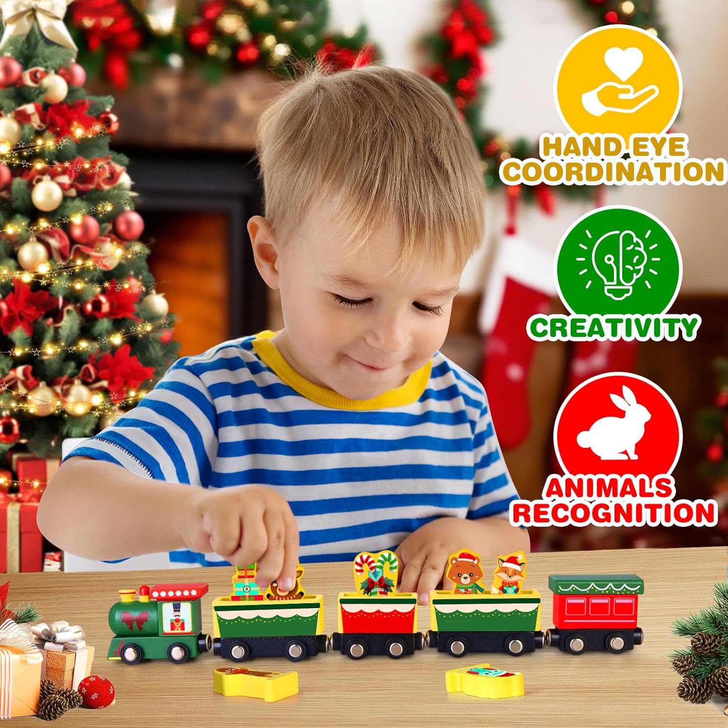 Magnetic Wooden Animal Train Set by Toddler | 24-Day Christmas Advent Calendar for Kids