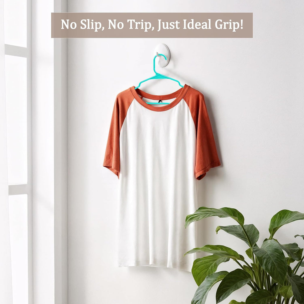Utopia Home Plastic Hangers - Space-Saving Clothes Hangers with Built-In Strap Hooks | 50 Pack (Aqua)