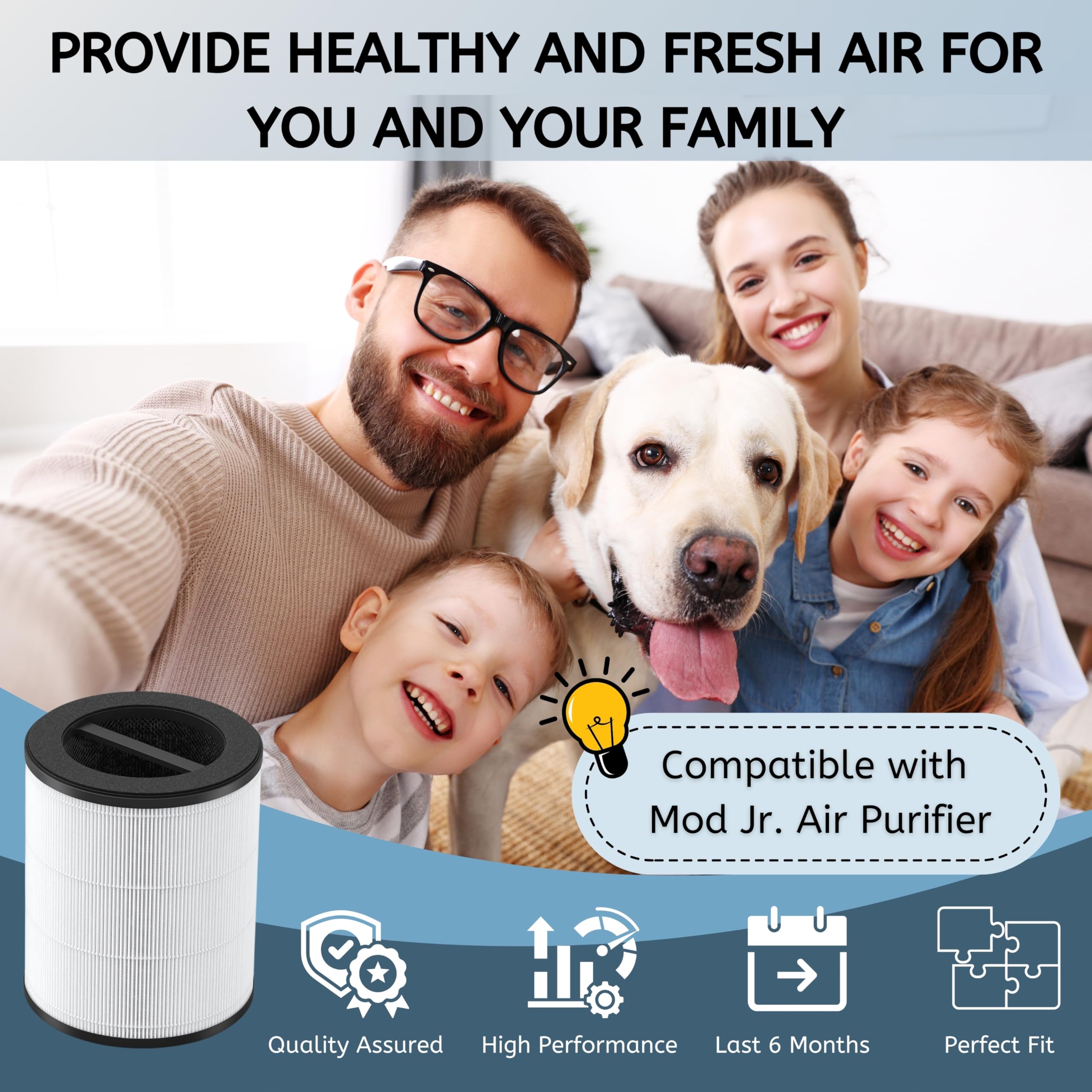 Nispira MJR01 Mod Jr. Replacement Filter for Oransi Mod Jr. Air Purifier True HEPA with Activated Carbon, 1 Pack