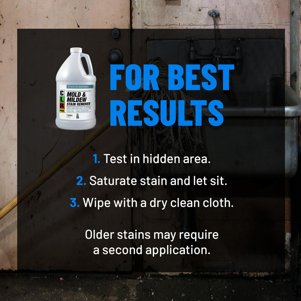 CLR PRO Heavy Duty Bleach-Free Mold & Mildew Stain Remover - Works on Tile, Wood, Concrete, Glass, and More, 1 Gallon Bottle