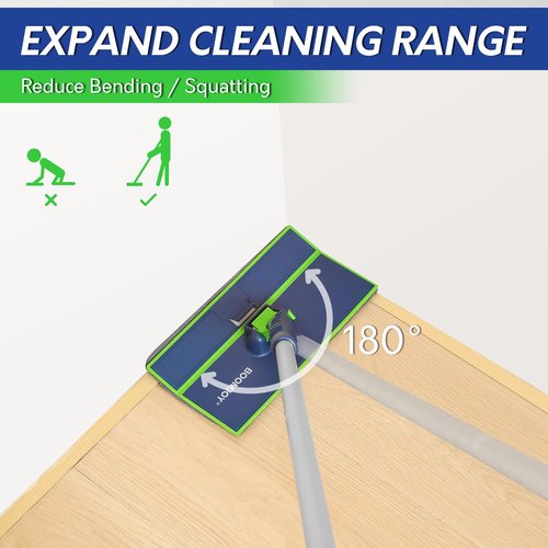 BOOMJOY Wall Cleaner Mop with Foldable Panel, Baseboard Cleaner Tool with 72" Long Handle, Cleaning Mop Duster for Walls, Ceilings, Baseboards, Floors
