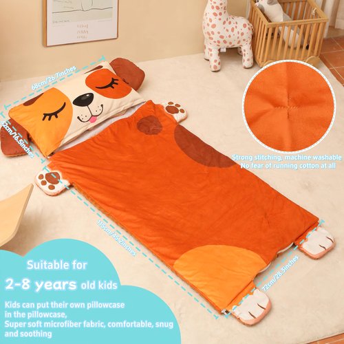 Wbesty Toddler Nap Mat for Kids Sleeping Mat Napping Mats Slumber Bags Foldable and Portable for Boys Girls Kindergarten Daycare Travel Camping,Dog Style