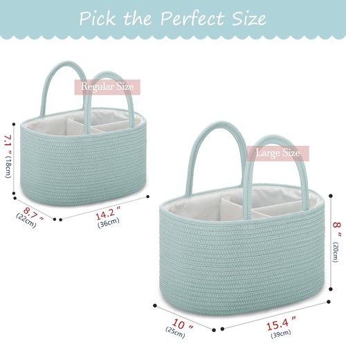COMSE Baby Diaper Caddy Organizer - Portable Tote with Divider for Easy Diaper Changes | Light Green