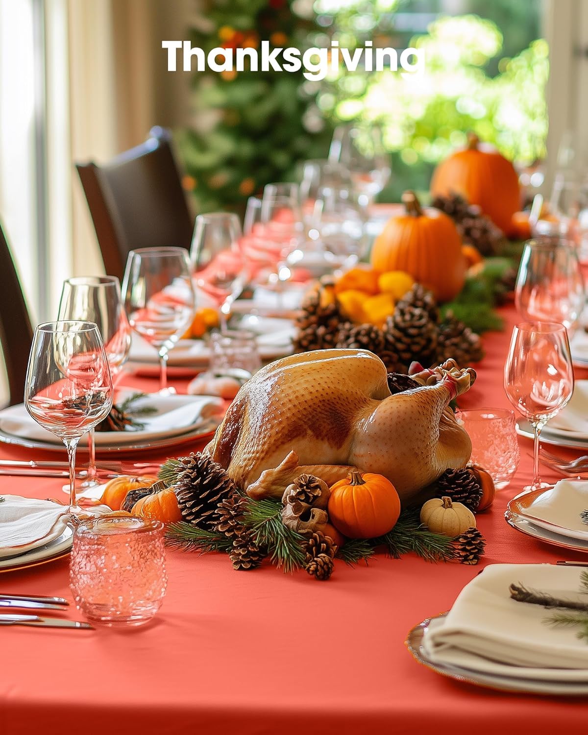 Pureegg Disposable Table Cloths - 54 x 108 Inch, Leakproof & Sturdy for Halloween and Thanksgiving | 8 Pack, Orange
