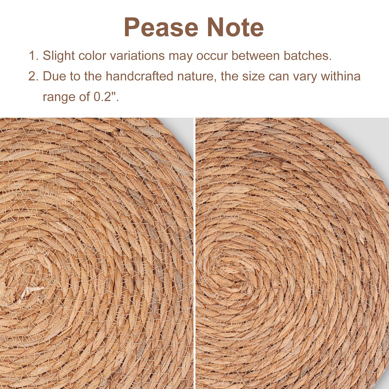 10 Pack 13 in Round Woven Placemats Plate Chargers,Rattan Wicker Table Mats Jute Braided Chargers for Dinner Plates，Boho Farmhouse Rustic Woven Place Mats for Dining Table Decor