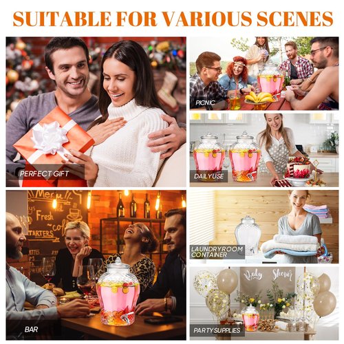 Baderke 4 Gallon Glass Drink Dispenser for Parties Beverage Glass Water Dispenser with18/8 Stainless Steel Leakproof Spigot Hanging Chalkboard Signs Pen for Party Wedding(Novel Style)