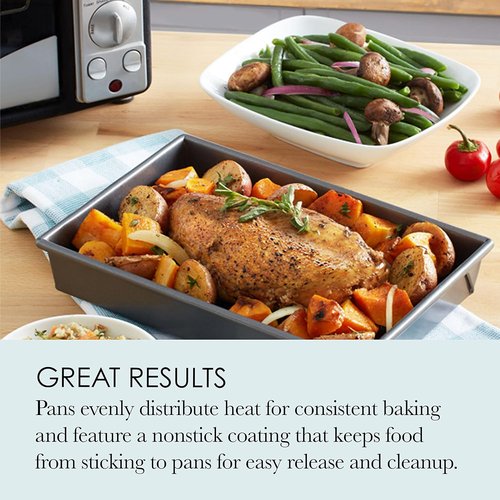 Chicago Metallic Non-Stick Toaster Oven Set - 4-Piece Bakeware Collection for Perfect Cooking