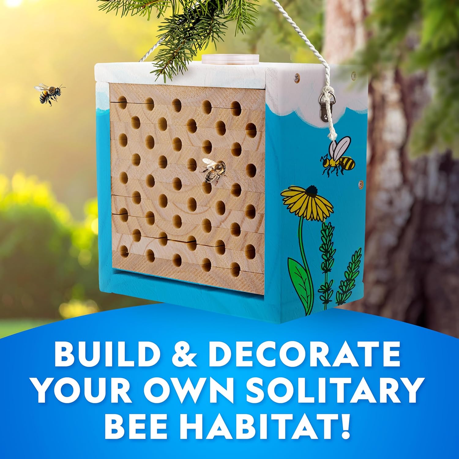 National Geographic Bee Habitat Craft Kit - DIY Mason Bee House for Kids | Outdoor Arts & Crafts Activity