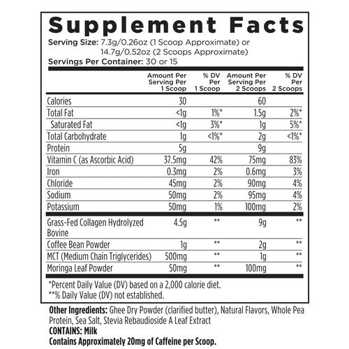 Livingood Daily Instant Collagen Coffee with Moringa, Vanilla - Low Acid, Shade Grown & Made with Organic Coffee - Metabolism, Detox & Energy Boosting - 12 Oz