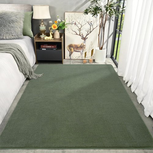 Amearea Modern Area Rug - Thickened Memory Foam, Fluffy & Washable - 4x6 Feet Sage Green for Kids & Living Room