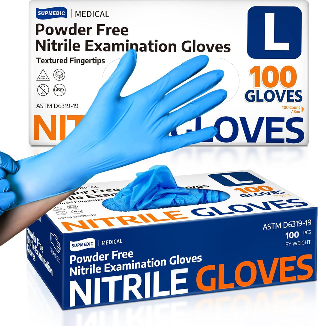 Supmedic Medical Soft Max™ Nitrile Exam Gloves - 100 Count, Latex-Free & Powder-Free, Blue