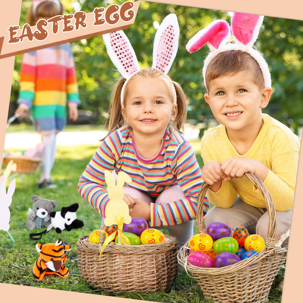 ZJEFUNS 12 Pack Prefilled Easter Egg Fillers with Mini Animal Plush Toy Fillers for Easter Egg Hunt, Easter Basket Stuffers Gifts for 3-8 Year Old Kids Boys Girls Toddlers Easter Party Favors (Animal)