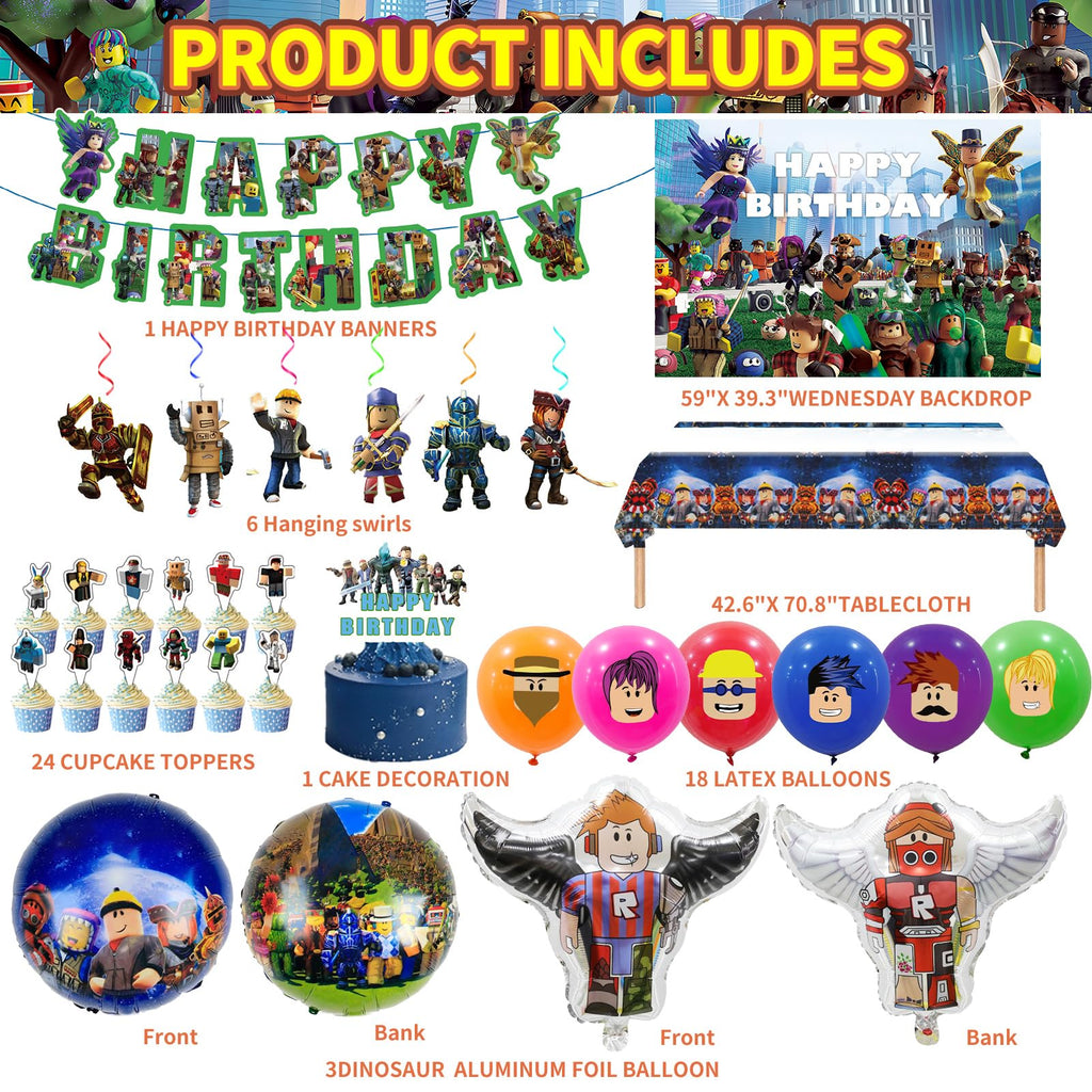 Birthday Party Decorations - Theme Children's Party Supplies Included Happy Birthday Banner, Backdrop, Hanging Swirls, Tablecloth, Cupcake Cake Toppers, Latex Balloons and Foil Balloons