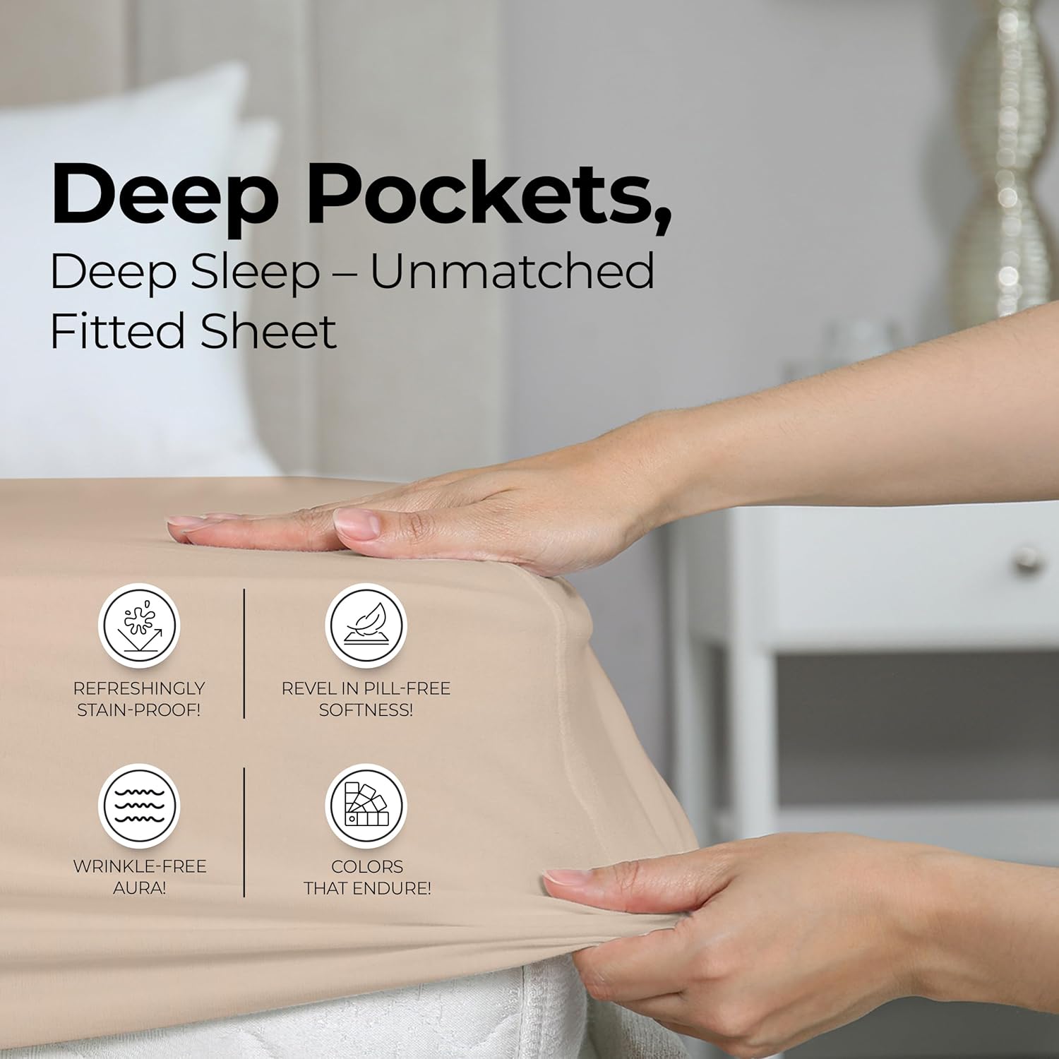 Utopia Bedding Full Fitted Sheet - Soft Microfiber - Deep Pocket - Fade Resistant - Beige