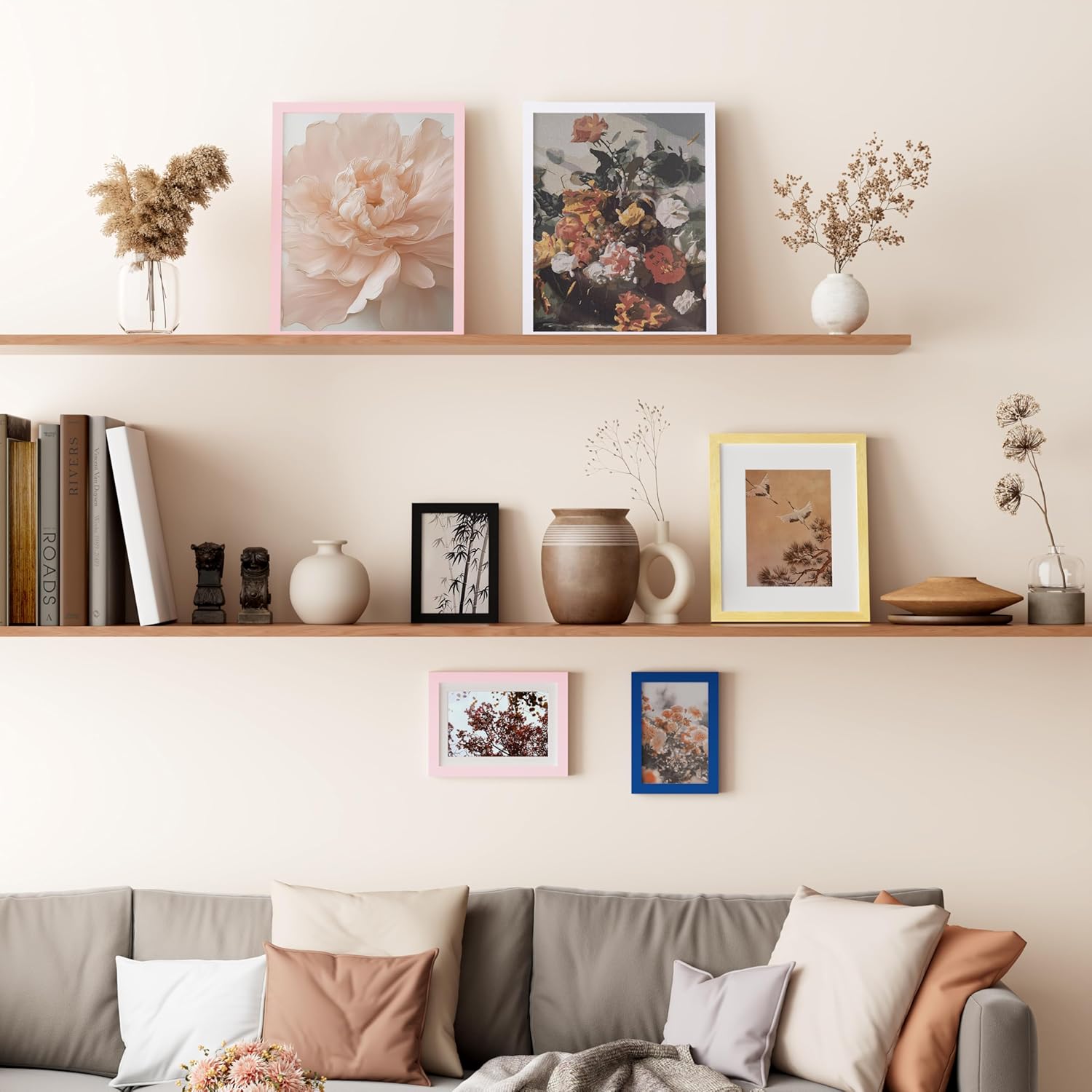 Vittanly Picture Frame Set of 3 - 4x6 & 3.5x5 Display Options | Wall Mount or Tabletop - Black Engineered Wood