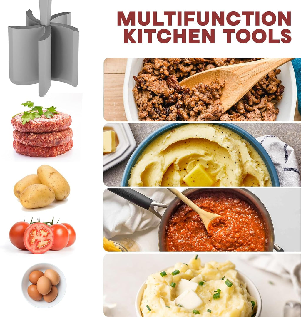 Meat Chopper by Premium | Heat Resistant Hamburger Grinder & Smasher for Ground Beef - Grey