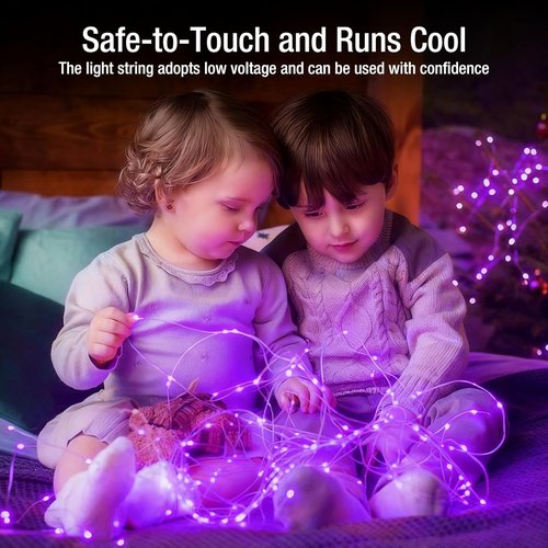 Fairy Lights 12 Pack - 7ft 20 LED Battery Operated Twinkle Lights | Waterproof Purple for Halloween & Holiday Decor