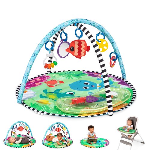 Baby Einstein 2-in-1 Water Mat - Portable Tummy Time Activity Gym for Newborns & Up
