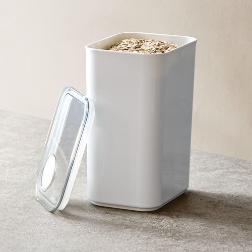 iDesign Recycled Plastic Large Dry Goods Kitchen Canister with Airtight Lid – 6.34" L x 4.79” W x 8.78” H, White