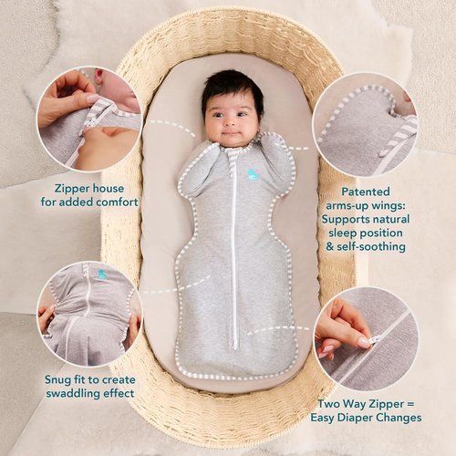 Love To Dream Swaddle UP - Baby Sleep Sack for Newborns | Self-Soothing Design, 1.0 TOG, Tan Houndstooth, 5-8.5 lbs