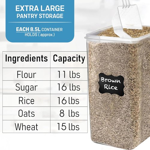 Flour Storage Container - Skiennix 2 PC Extra Large Airtight Food Storage | 8.5L BPA-Free for Kitchen & Pantry