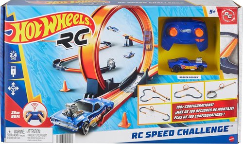 Hot Wheels RC Toy Car Set - 1:64 Scale Remote-Control Vehicle with 30+ Race Track Pieces