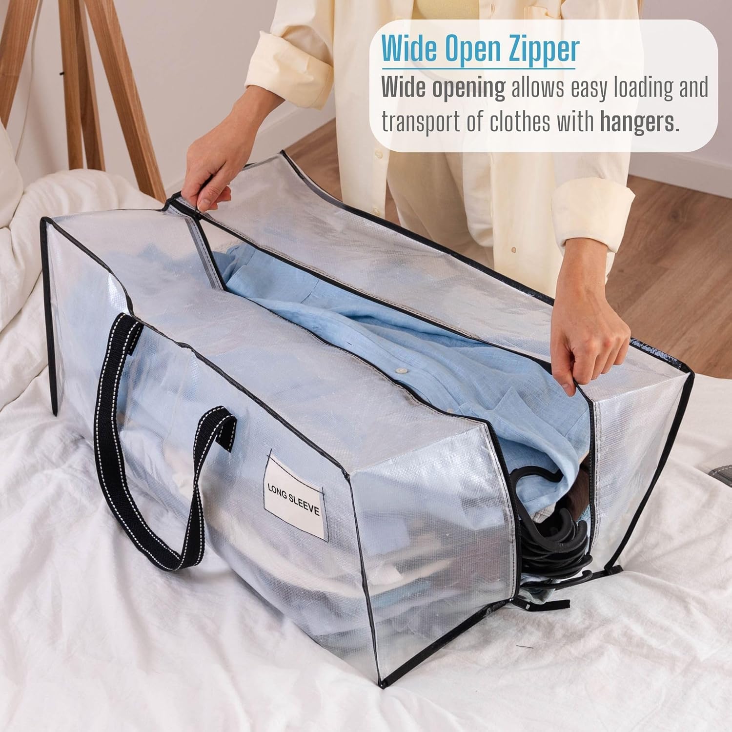 VENO Heavy Duty Moving Bags - Clear Christmas Storage Bins with Lids | 2 Pack for Clothes & Blankets