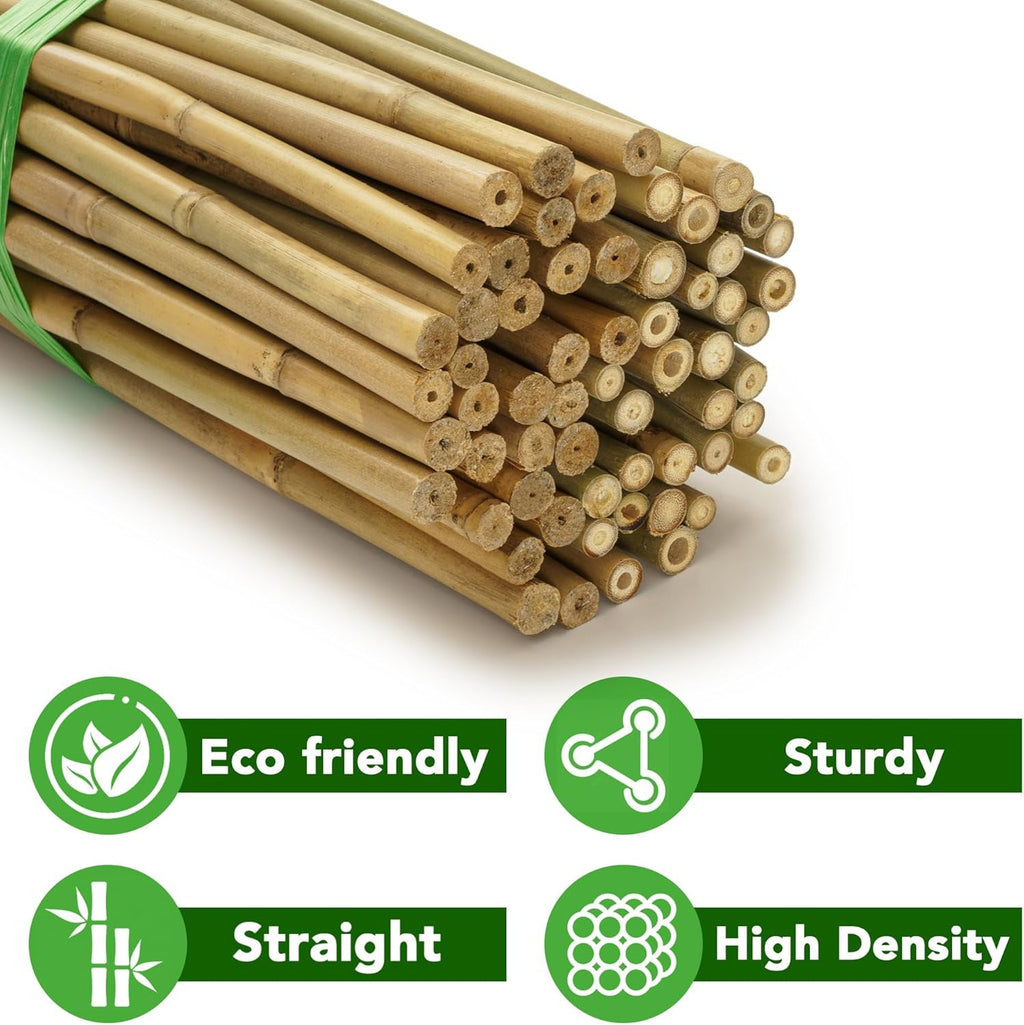 Bamboo Garden Stakes - 70 Pcs Natural 5 Feet Plant Support Sticks for Tomatoes, Beans & Climbing Plants