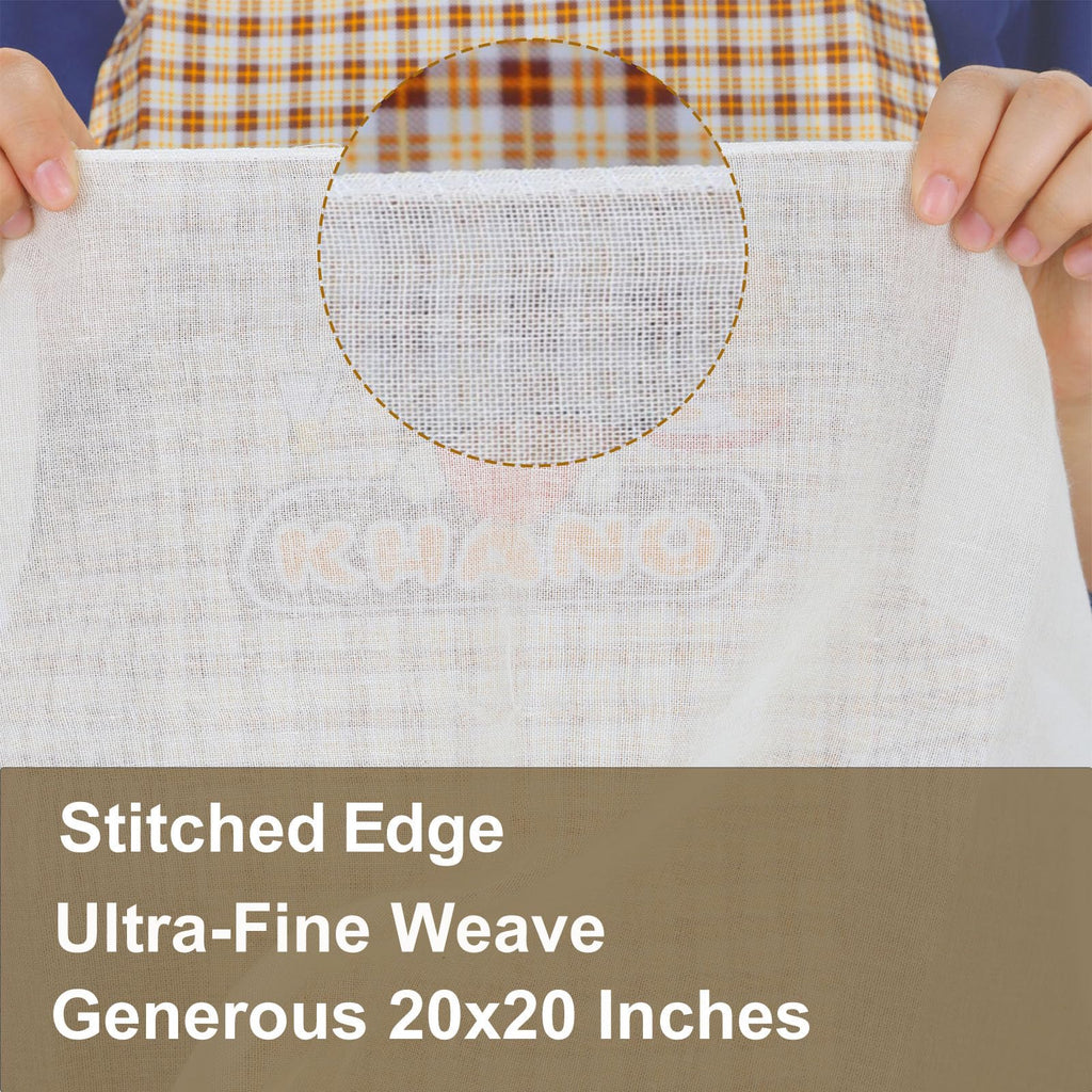 Cheesecloth 6-Pack 20x20 Inch – Organic Grade 100 Cotton, Reusable Hemmed Cheesecloth for Baking, Straining, Nut Milk & More