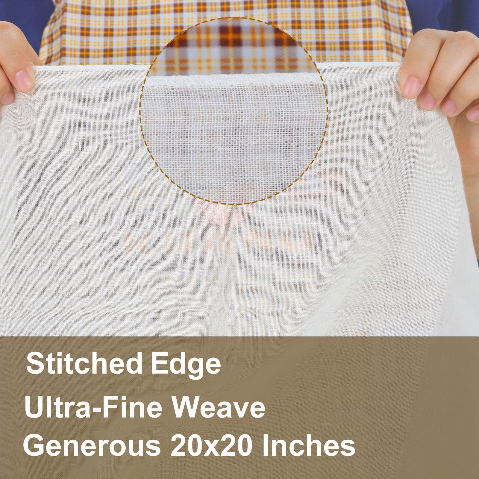 Cheesecloth 6-Pack 20x20 Inch – Organic Grade 100 Cotton, Reusable Hemmed Cheesecloth for Baking, Straining, Nut Milk & More