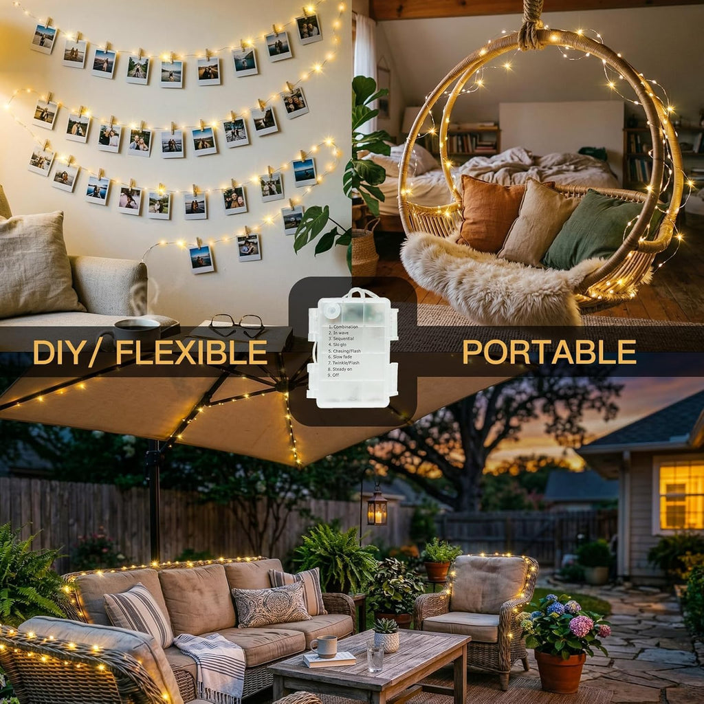 Suddus Fairy Lights - 33ft 100 LED Dimmable Twinkle Lights with Remote & Timer | Waterproof Copper Wire for Indoor/Outdoor Decor (Warm White)