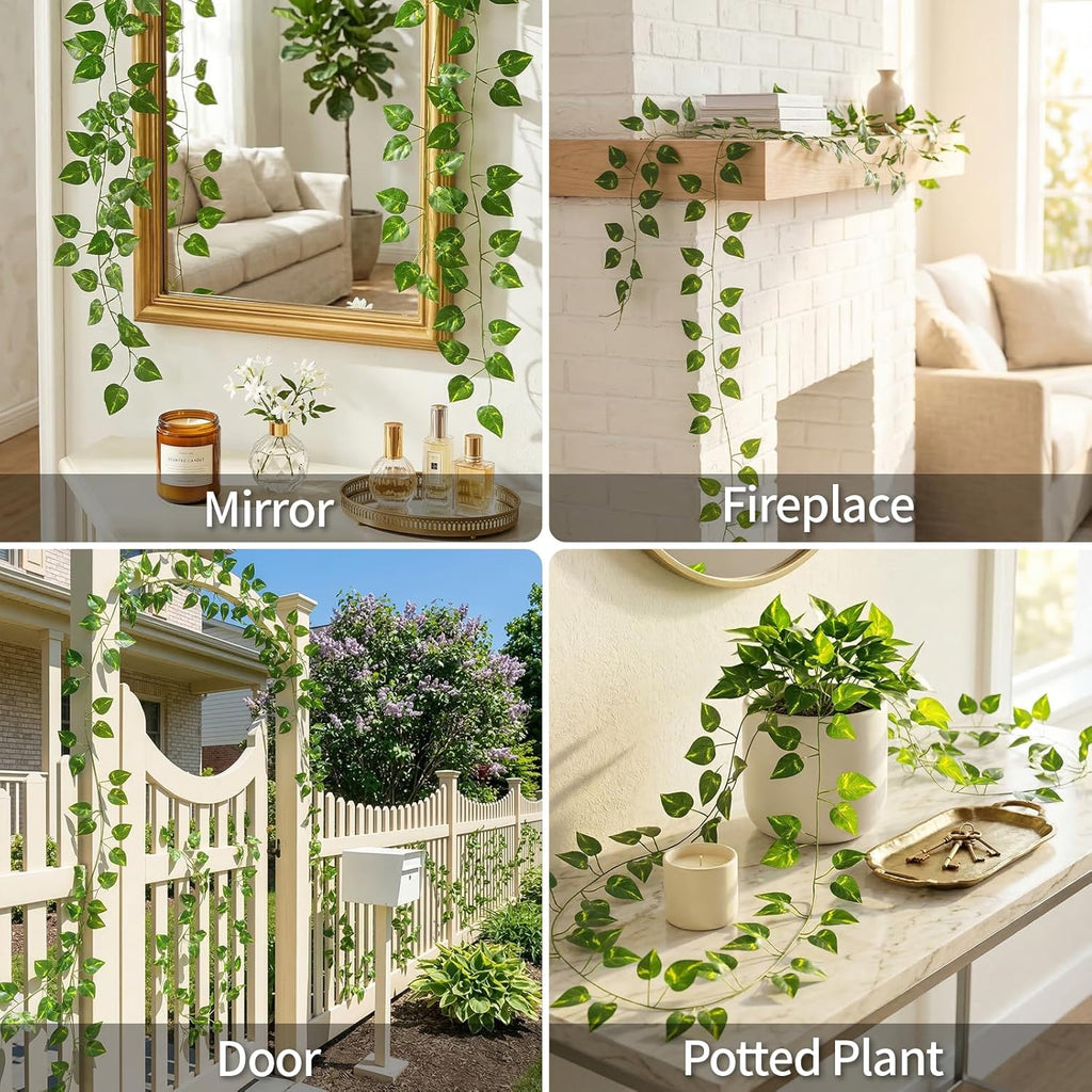 Suddus Artificial Pothos Vines with Battery-Operated Fairy Lights - Perfect for Bedroom, Garden, and Events