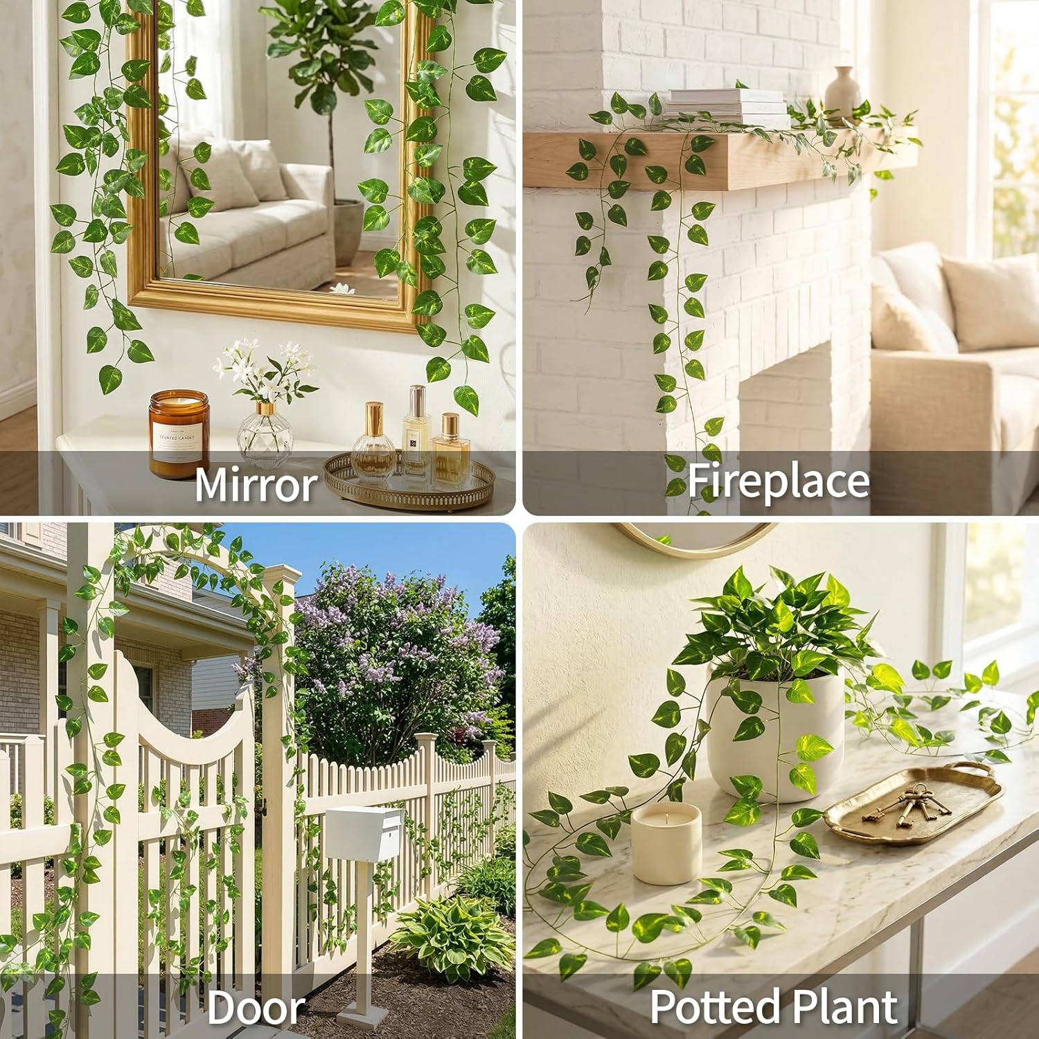 Suddus Artificial Pothos Vines with Battery-Operated Fairy Lights - Perfect for Bedroom, Garden, and Events