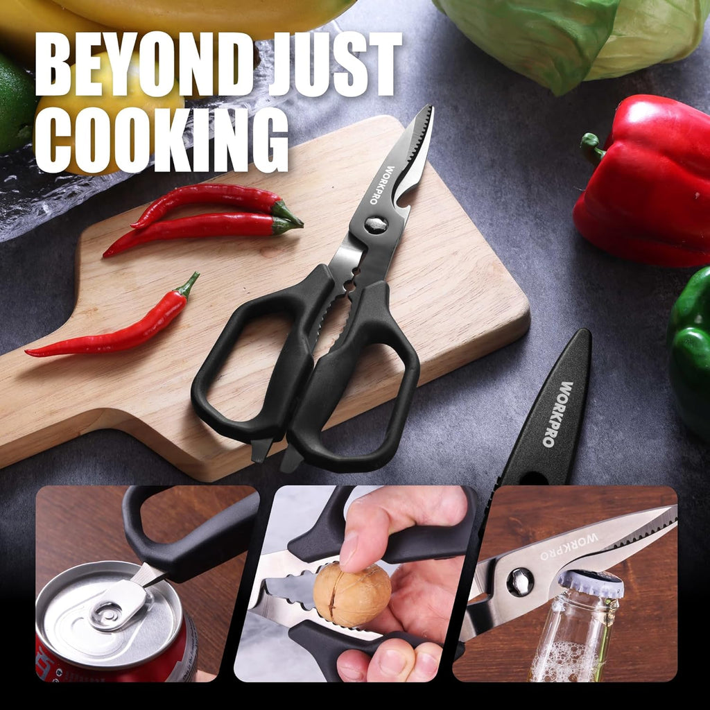 WORKPRO Kitchen Scissors - Heavy Duty Shears with Detachable Titanium Blades for Easy Cleaning | Ideal for Meat, Fish, Nuts, and Vegetables