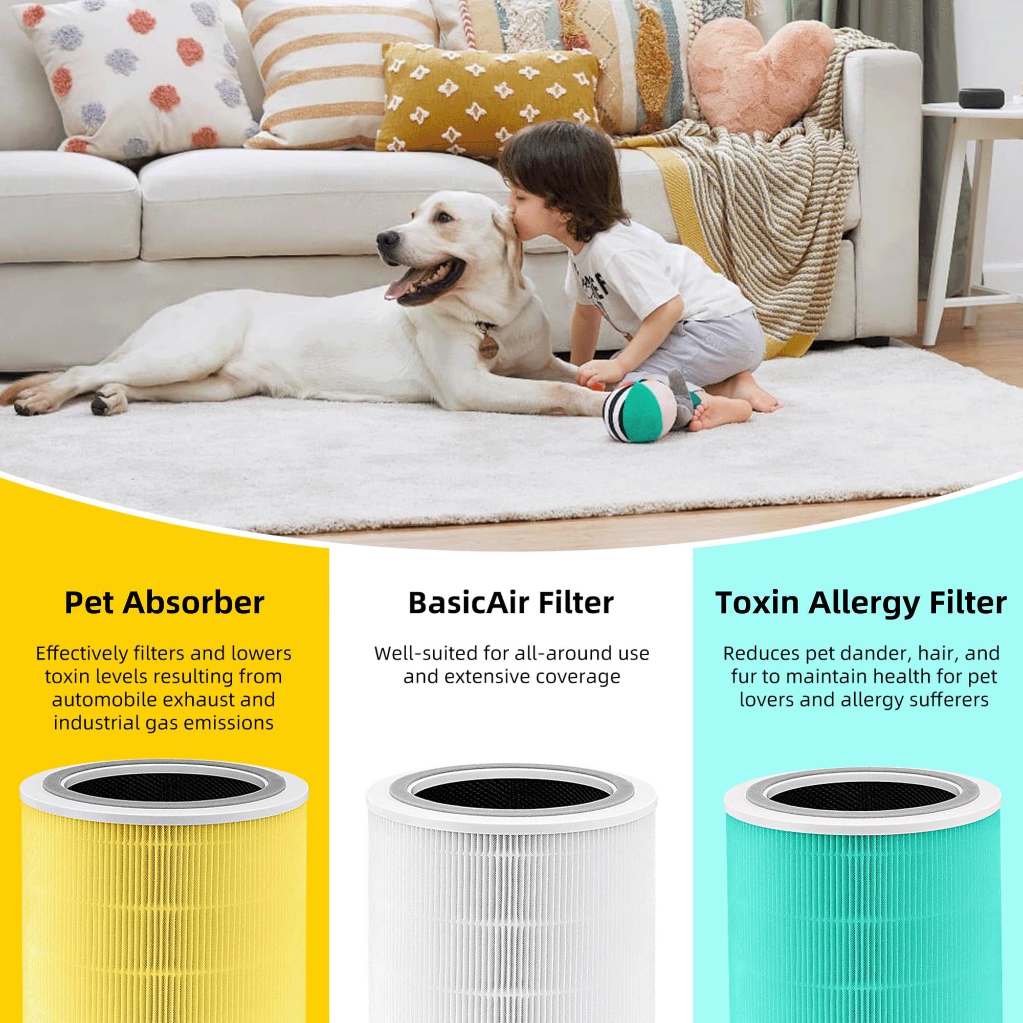 Core 400S Replacement Filter for LEVOIT Core 400S, Core 400S-P, Core400S-RF, Smart WiFi Air Purifier, 3-in-1 True HEPA Activated Carbon Filter, 1 Pack, White by APPLIANCEMATES