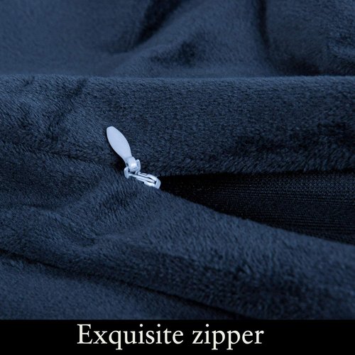 FLXXIE Queen Zipped Velvet Pillowcases - Soft & Cozy Decorative Pillow Covers | 20x30 Inches, Navy Blue