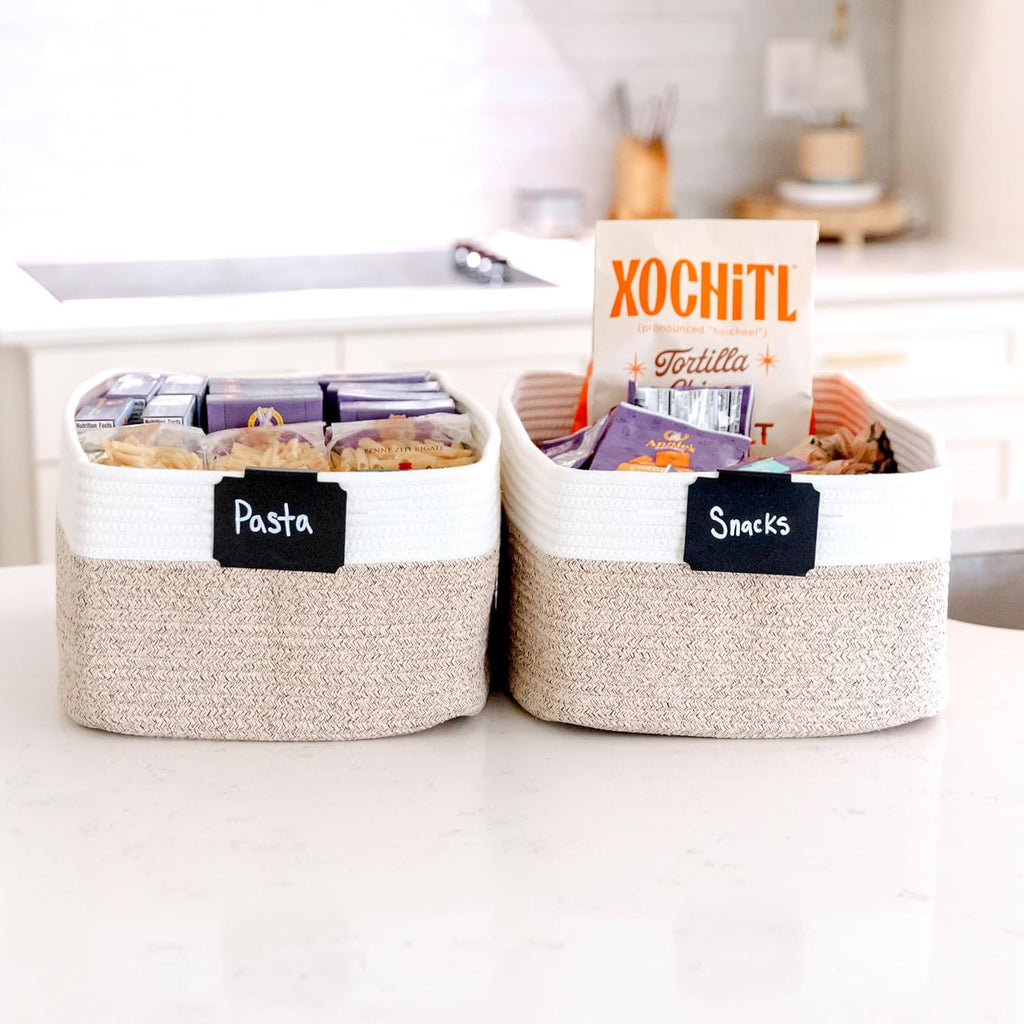 NaturalCozy Storage Baskets - 3-Pack Cotton Rope Bins for Organizing | 16.8”x13”x7.6” | Versatile Toy, Laundry, and Closet Storage