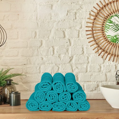 Utopia Towels 12 Pack Premium Wash Cloths Set, 12 by 12 Inches, 100% Cotton Ring Spun, Highly Absorbent and Soft Feel Washcloths for Bathroom, Spa, Gym, and Face, Turquoise