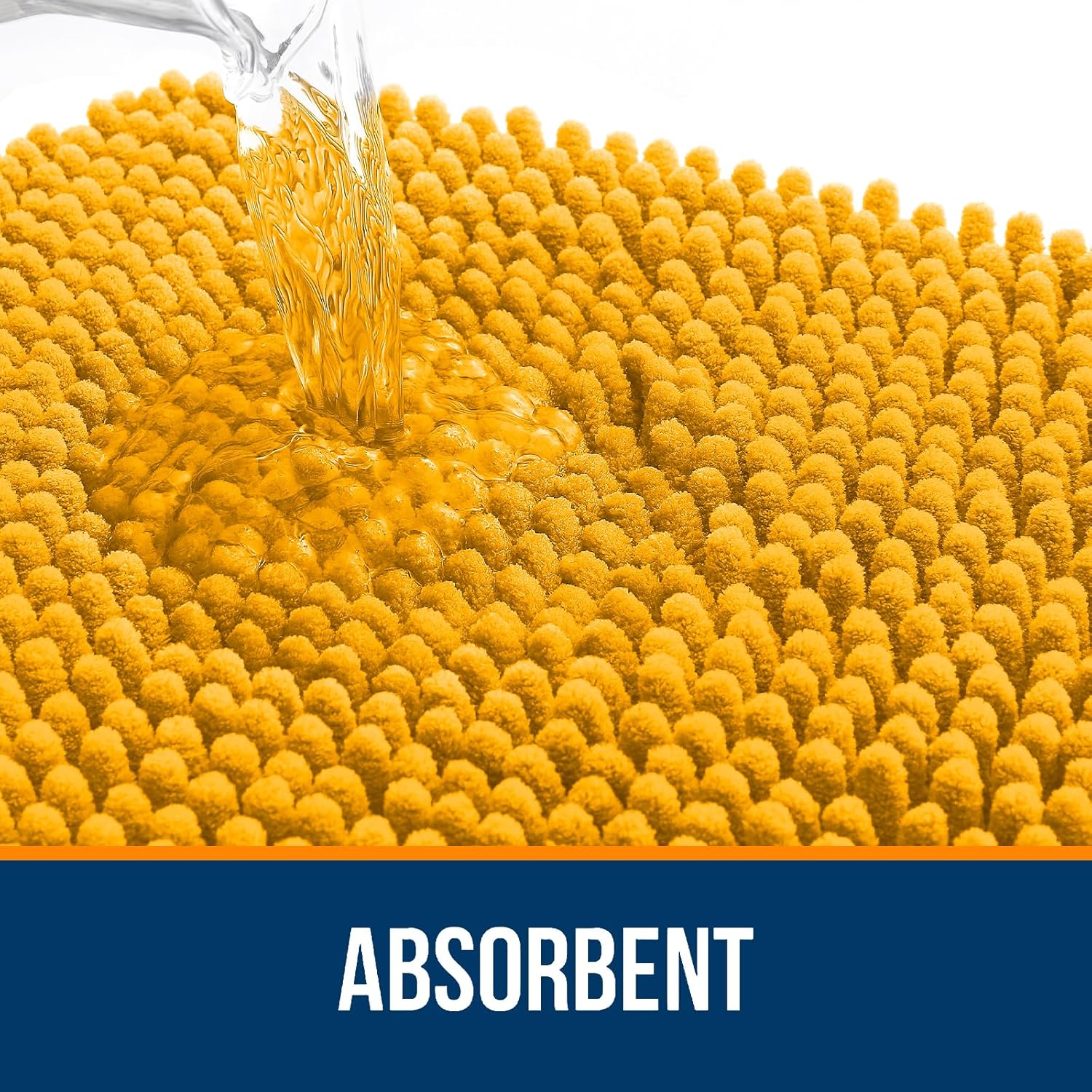 OLANLY Large Chenille Bathroom Rugs - Soft, Absorbent & Quick-Dry | 70x46, Golden Yellow