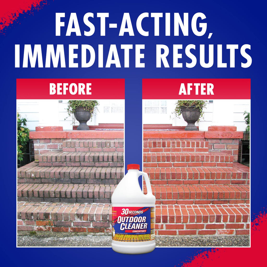 30 SECONDS Outdoor Mold & Mildew Stain Remover | Concentrate | 128 fl. oz. & Outdoor Cleaner 1 Gallon Pump Sprayer Bundle