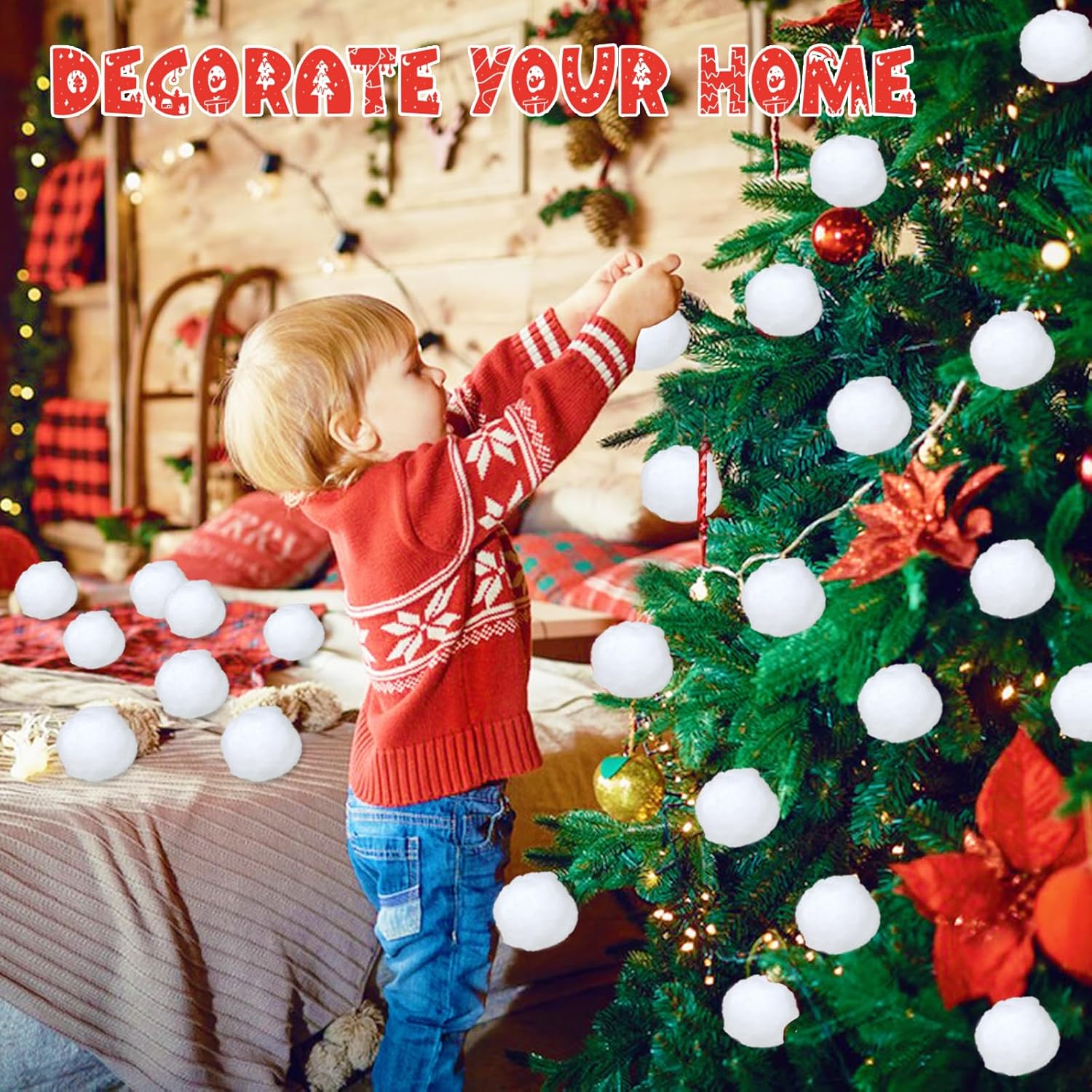 Skiennix 50 PCS Fake Snowballs - Realistic White Snowballs for Kids | Winter Party Decorations