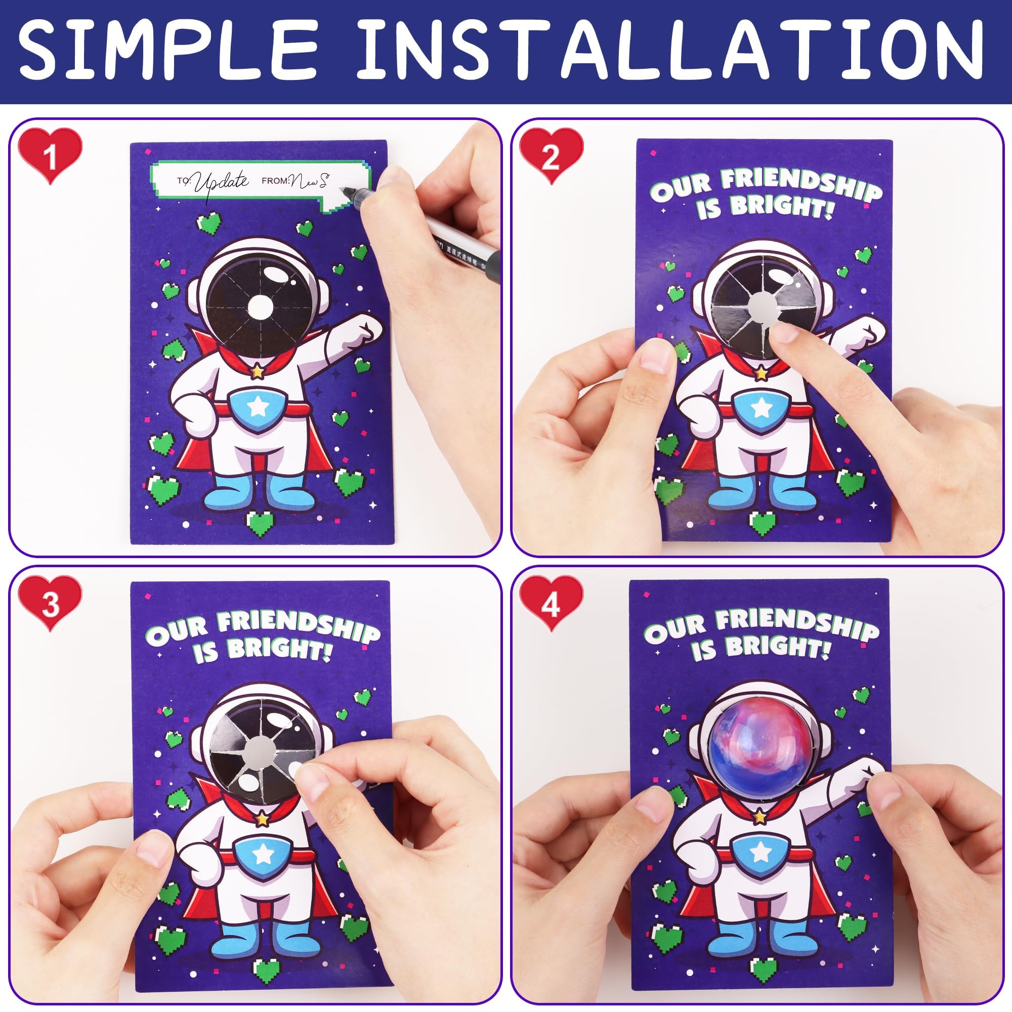 28 Pack Valentines Day Gifts for Kids Classroom Valentines Day Cards with Galaxy Slime for Kids School, Valentine's for Class Valentines Exchange Card Party Favors Classroom Valentines Gifts Prize