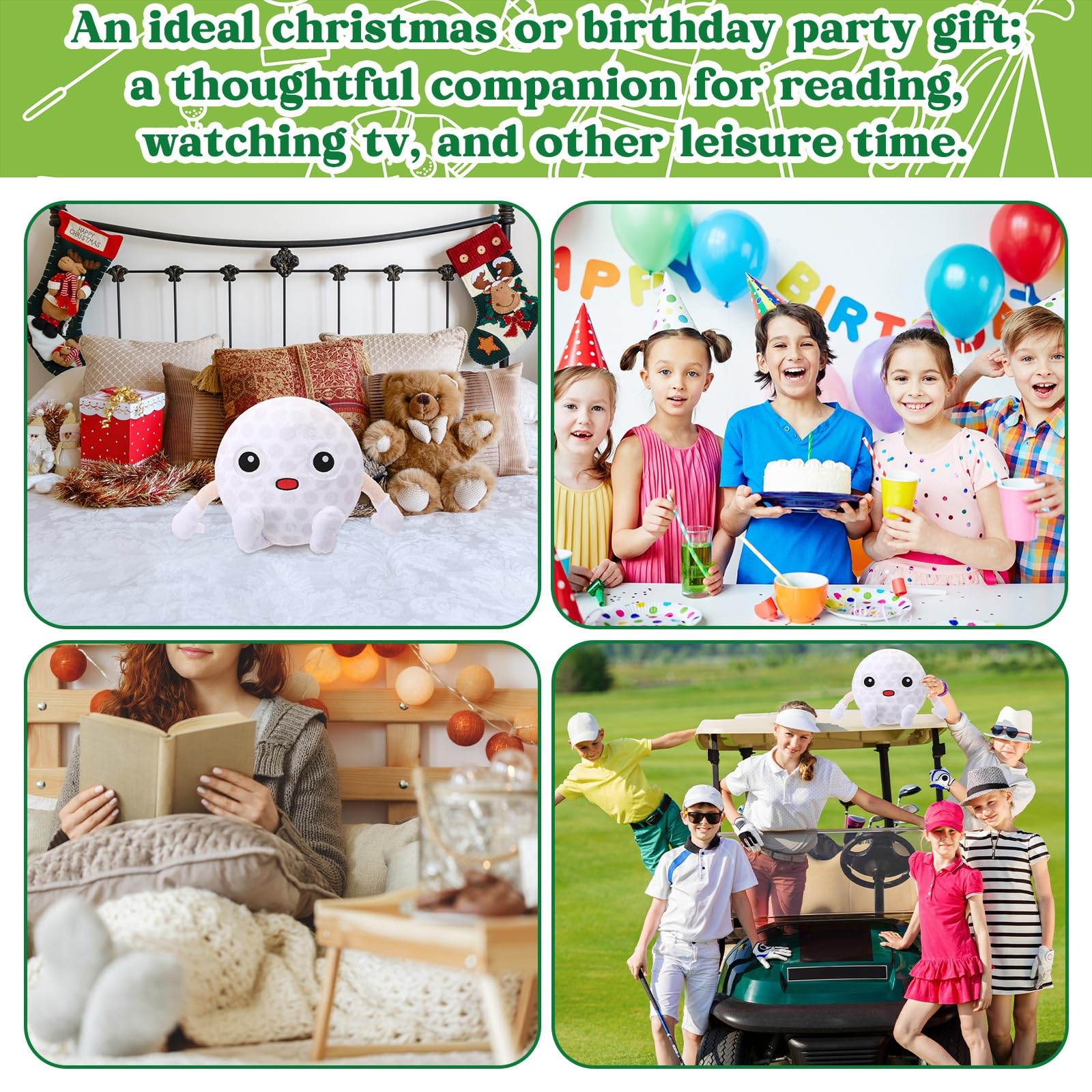 Soulchen Golf Pillow Plush Stuffed Animal Funny Plushies Toy Gift for Kids, 11 Inch Cute Soft Golf Throw Pillows with Arms Legs for Sports Fans Boys Girls Bed Room Decor Birthday Favors