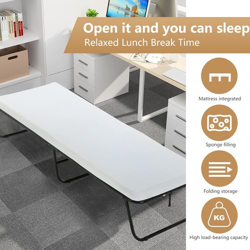 Guest Folding Bed - Heavy-Duty Rollaway Bed with 3.9" Foam Mattress | Portable 77" x 31" x 12" for Spare Bedroom or Office